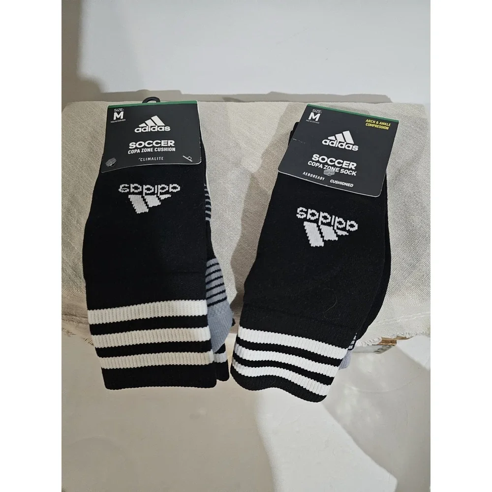 Adidas Soccer Medium Black And White Socks 2PK